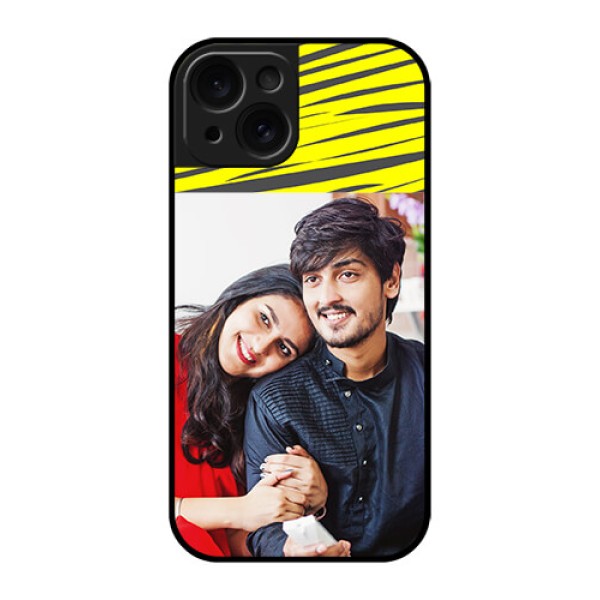 Apple iPhone 15 Custom Glass Phone Case - Yellow Abstract Design Apple iPhone 15 Custom Glass Phone Case - Yellow Abstract Design