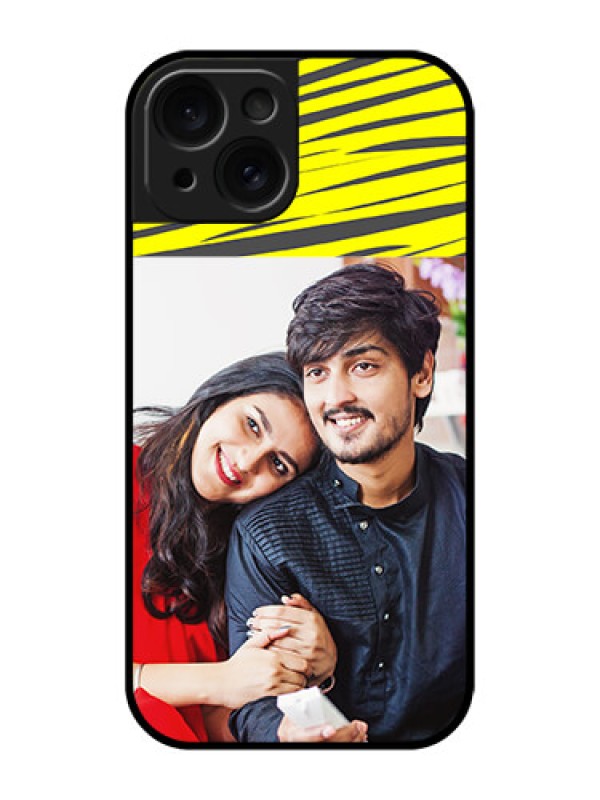 Custom Apple iPhone 15 Custom Glass Phone Case - Yellow Abstract Design