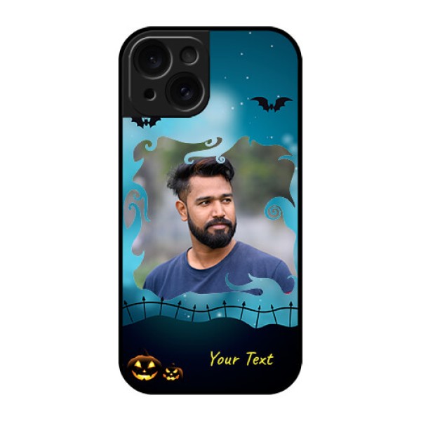 Apple iPhone 15 Custom Glass Phone Case - Halloween Frame Design Apple iPhone 15 Custom Glass Phone Case - Halloween Frame Design