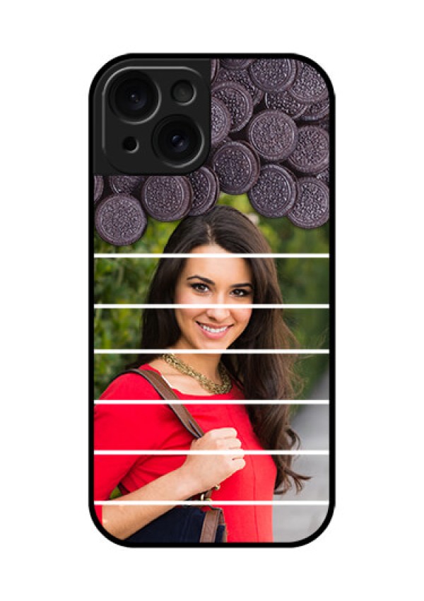 Apple iPhone 15 Custom Glass Phone Case - With Oreo Biscuit Design