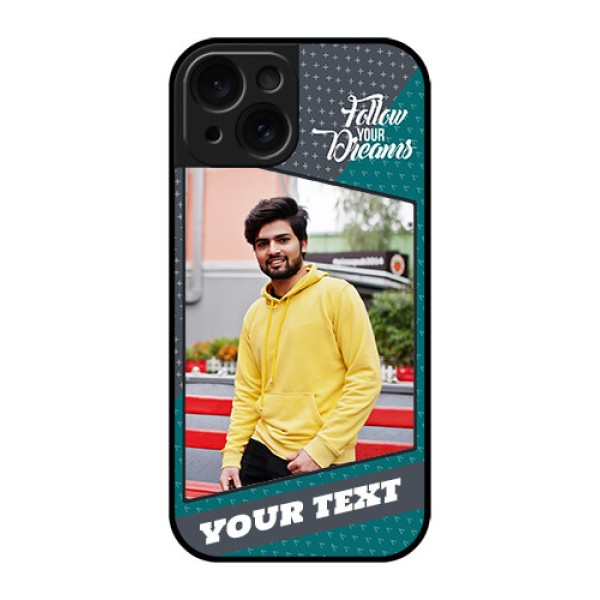 Apple iPhone 15 Custom Glass Phone Case - Background Pattern Design With Quote Apple iPhone 15 Custom Glass Phone Case - Background Pattern Design With Quote