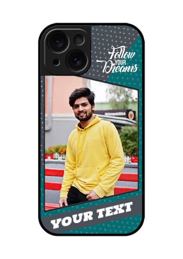 Apple iPhone 15 Custom Glass Phone Case - Background Pattern Design With Quote