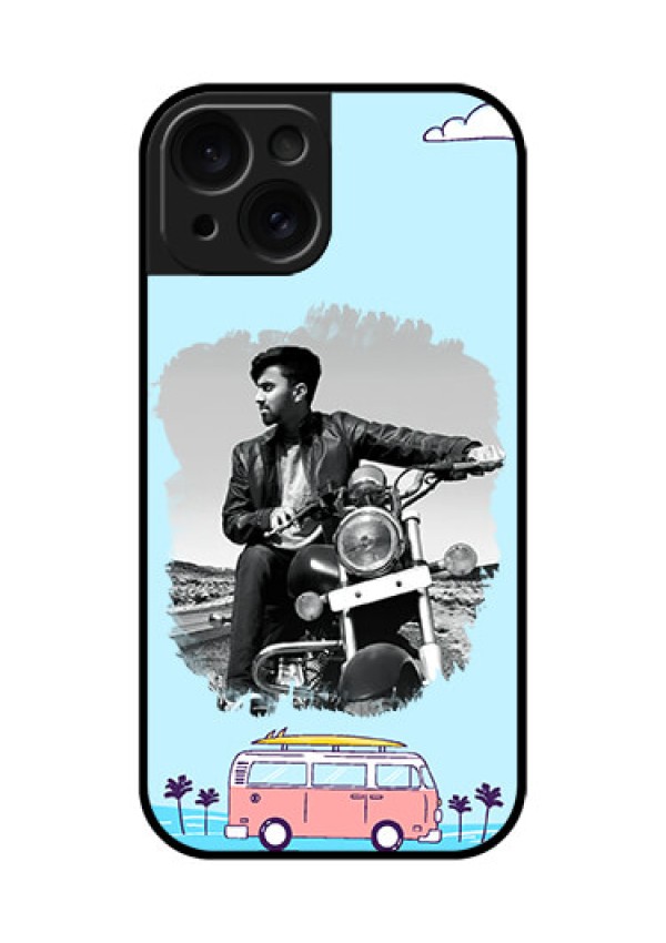 Apple iPhone 15 Custom Glass Phone Case - Travel & Adventure Design