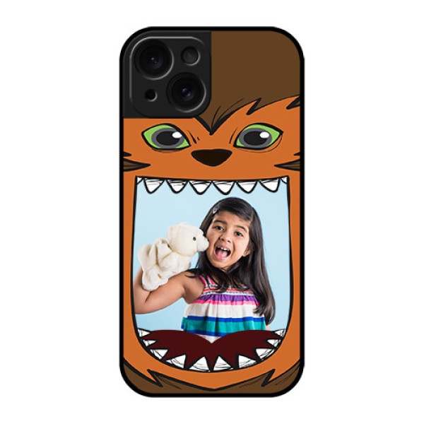 Apple iPhone 15 Custom Glass Phone Case - Owl Monster Back Case Design Apple iPhone 15 Custom Glass Phone Case - Owl Monster Back Case Design