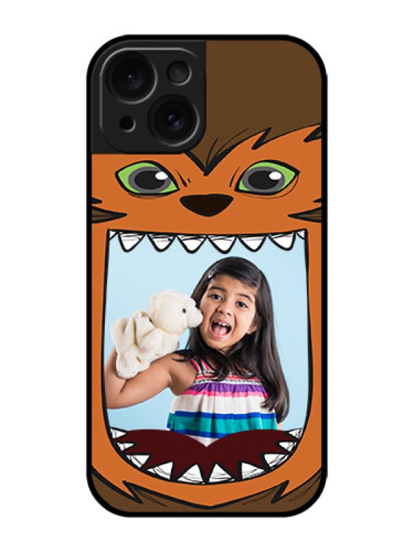 Custom Apple iPhone 15 Custom Glass Phone Case - Owl Monster Back Case Design
