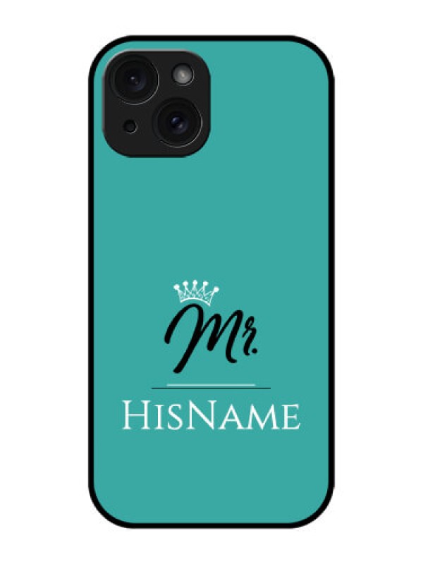 Custom Apple iPhone 15 Custom Glass Phone Case - Mr With Name Design