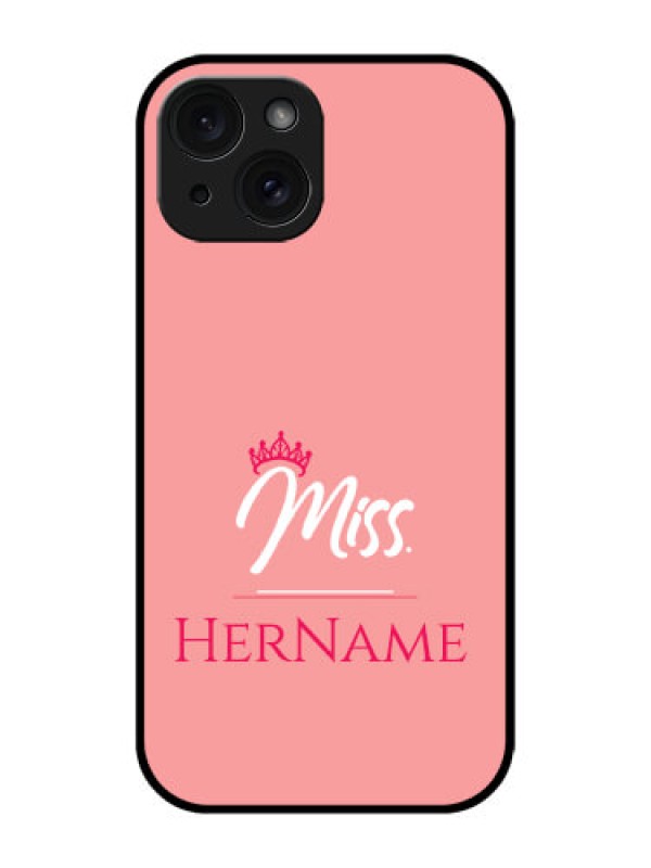 Custom Apple iPhone 15 Custom Glass Phone Case - Mrs With Name Design
