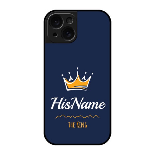 Apple iPhone 15 Custom Glass Phone Case - King With Name Design Apple iPhone 15 Custom Glass Phone Case - King With Name Design