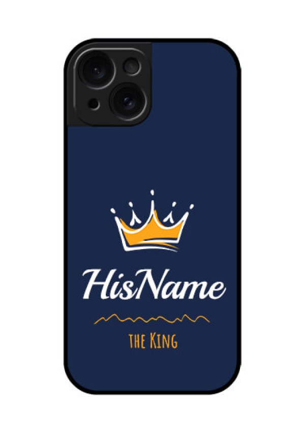 Apple iPhone 15 Custom Glass Phone Case - King With Name Design
