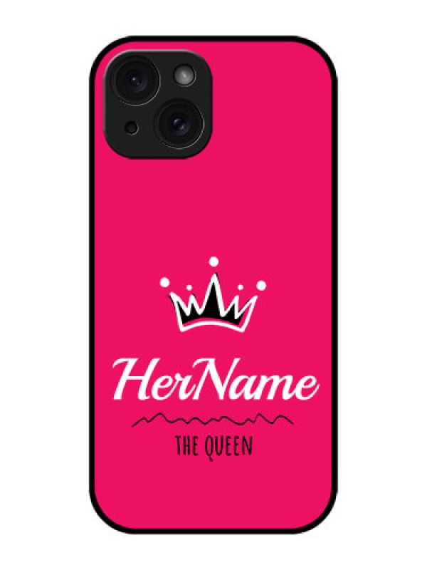 Custom Apple iPhone 15 Custom Glass Phone Case - Queen With Name Design