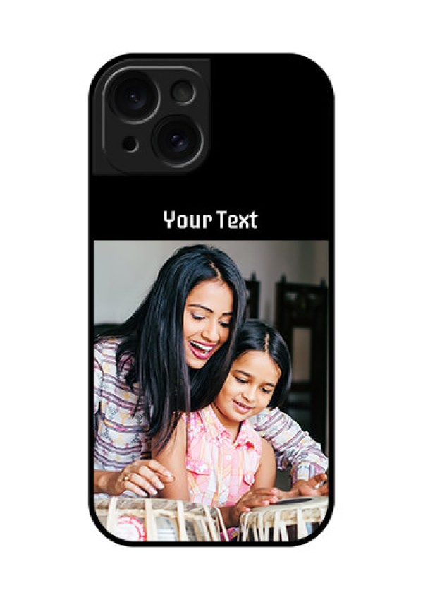 Apple iPhone 15 Custom Glass Phone Case - Photo With Name Design