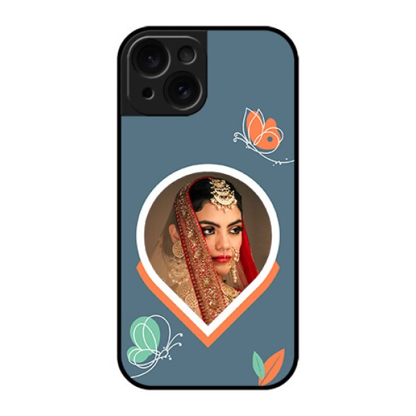 Apple iPhone 15 Custom Glass Phone Case - Droplet Butterflies Design Apple iPhone 15 Custom Glass Phone Case - Droplet Butterflies Design
