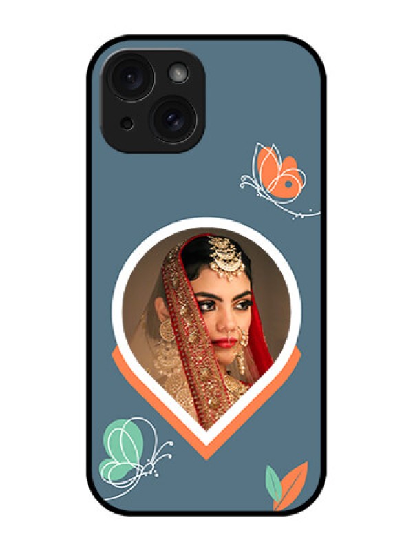 Custom Apple iPhone 15 Custom Glass Phone Case - Droplet Butterflies Design