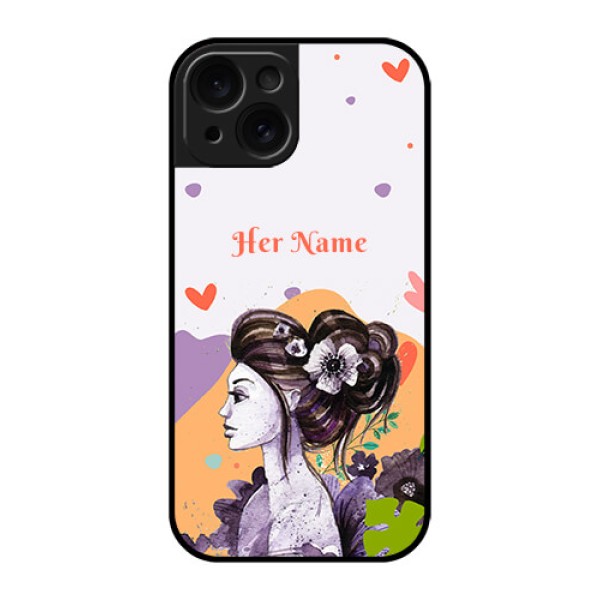 Apple iPhone 15 Custom Glass Phone Case - Woman And Nature Design Apple iPhone 15 Custom Glass Phone Case - Woman And Nature Design