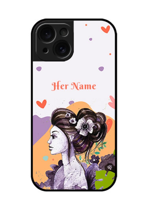 Apple iPhone 15 Custom Glass Phone Case - Woman And Nature Design