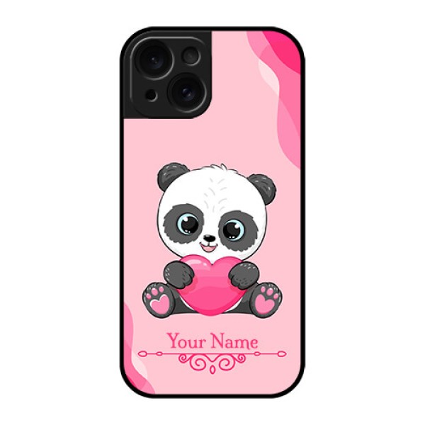 Apple iPhone 15 Custom Glass Phone Case - Cute Panda Design Apple iPhone 15 Custom Glass Phone Case - Cute Panda Design