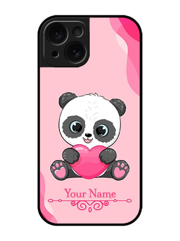 Custom Apple iPhone 15 Custom Glass Phone Case - Cute Panda Design