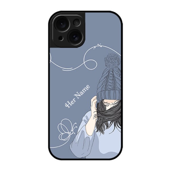 Apple iPhone 15 Custom Glass Phone Case - Girl In Winter Outfit Design Apple iPhone 15 Custom Glass Phone Case - Girl In Winter Outfit Design