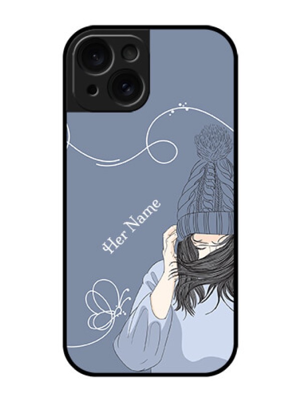 Custom Apple iPhone 15 Custom Glass Phone Case - Girl In Winter Outfit Design