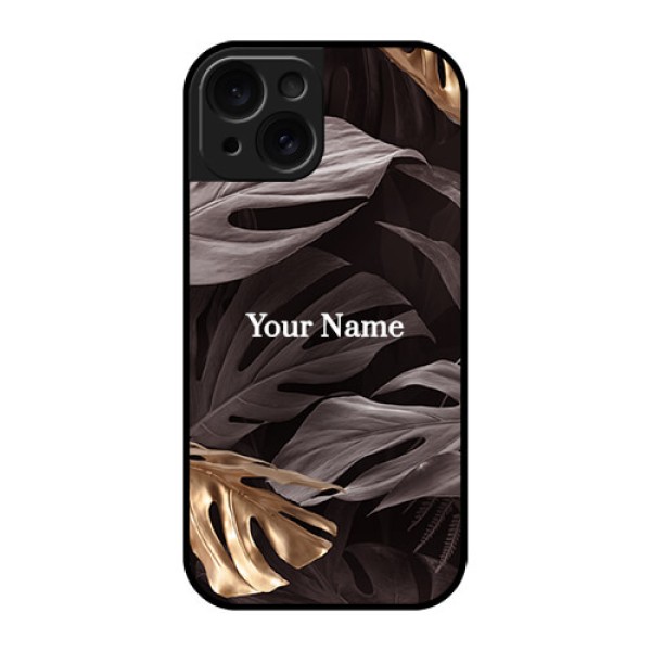 Apple iPhone 15 Custom Glass Phone Case - Wild Leaves Digital Paint Design Apple iPhone 15 Custom Glass Phone Case - Wild Leaves Digital Paint Design