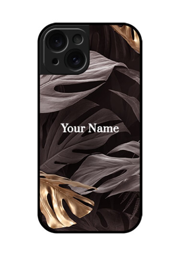 Apple iPhone 15 Custom Glass Phone Case - Wild Leaves Digital Paint Design