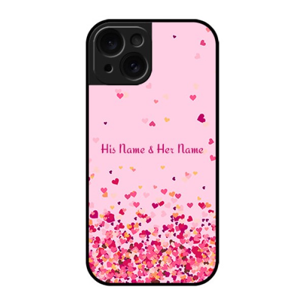 Apple iPhone 15 Custom Glass Phone Case - Floating Hearts Design Apple iPhone 15 Custom Glass Phone Case - Floating Hearts Design
