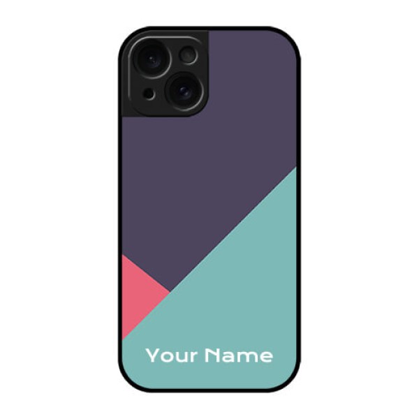 Apple iPhone 15 Custom Glass Phone Case - Tri Color Abstract Design Apple iPhone 15 Custom Glass Phone Case - Tri Color Abstract Design