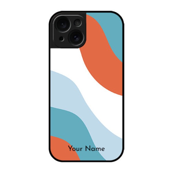 Apple iPhone 15 Custom Glass Phone Case - Coloured Waves Design Apple iPhone 15 Custom Glass Phone Case - Coloured Waves Design