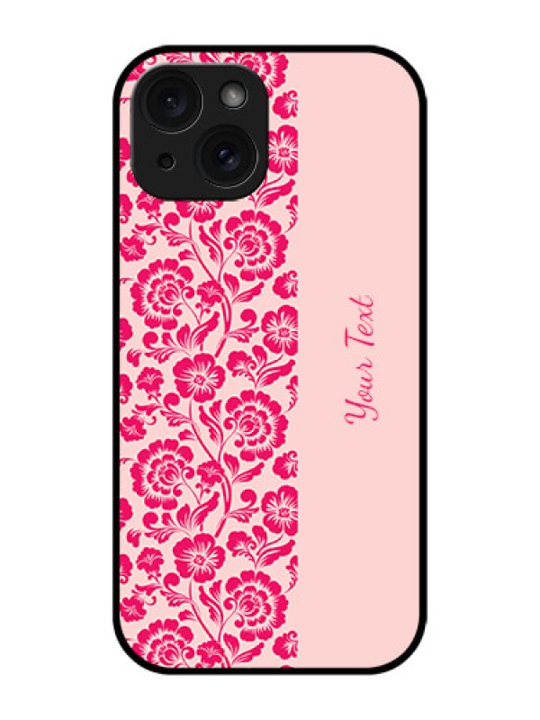 Custom Apple iPhone 15 Custom Glass Phone Case - Attractive Floral Pattern Design