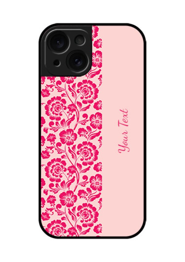 Apple iPhone 15 Custom Glass Phone Case - Attractive Floral Pattern Design