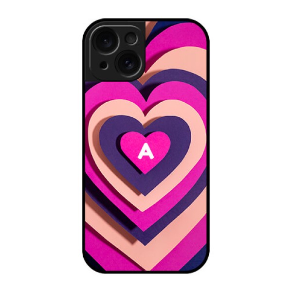 Apple iPhone 15 Custom Glass Phone Case - Cute Heart Pattern Design Apple iPhone 15 Custom Glass Phone Case - Cute Heart Pattern Design