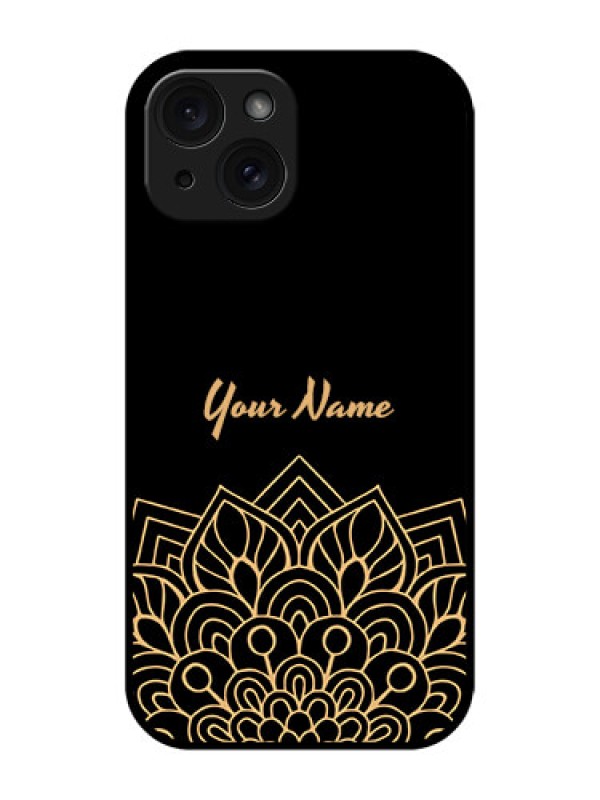 Custom Apple iPhone 15 Custom Glass Phone Case - Golden Mandala Design