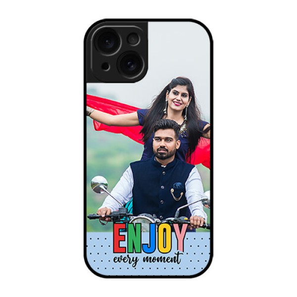 Apple iPhone 15 Custom Glass Phone Case - Enjoy Every Moment Design Apple iPhone 15 Custom Glass Phone Case - Enjoy Every Moment Design
