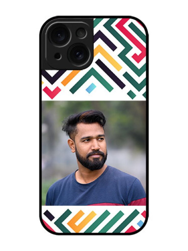 Custom Apple iPhone 15 Custom Glass Phone Case - Colorful Maze Pattern Design