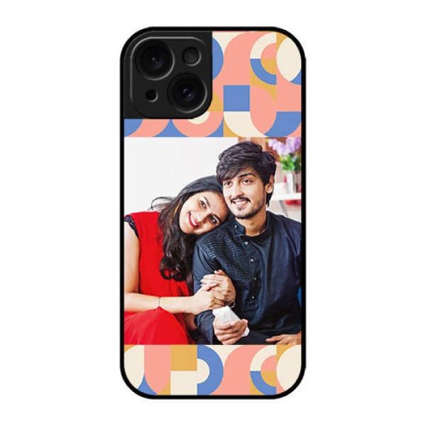 Apple iPhone 15 Custom Glass Phone Case - Semi - Circle Maze Pattern Design Apple iPhone 15 Custom Glass Phone Case - Semi - Circle Maze Pattern Design