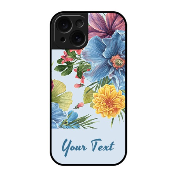 Apple iPhone 15 Custom Glass Phone Case - Stunning Watercolored Flowers Painting Design