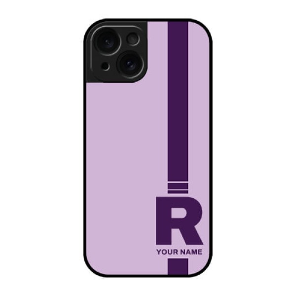 Apple iPhone 15 Custom Glass Phone Case - Simple Dual Tone Stripe With Name Design Apple iPhone 15 Custom Glass Phone Case - Simple Dual Tone Stripe With Name Design