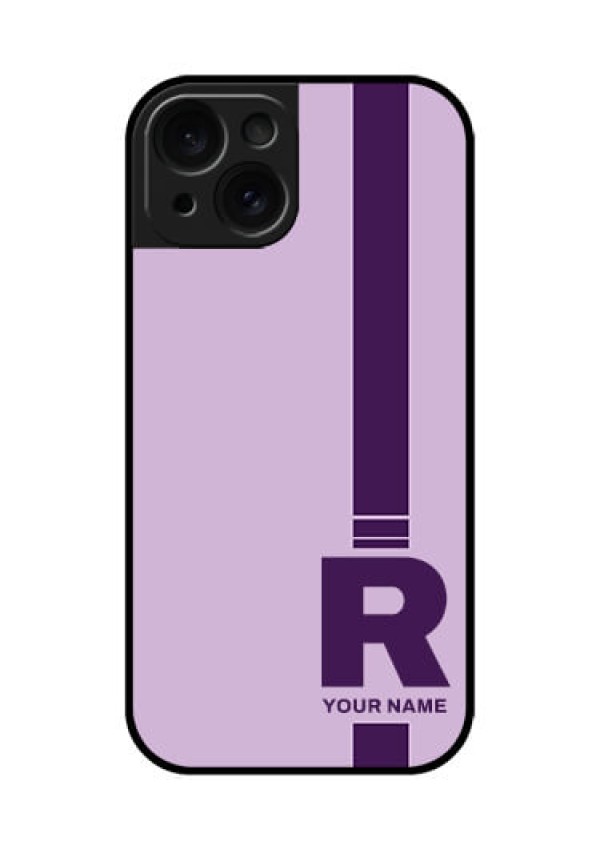 Apple iPhone 15 Custom Glass Phone Case - Simple Dual Tone Stripe With Name Design