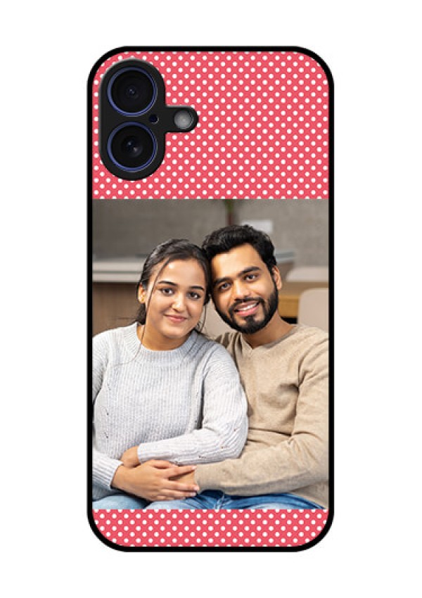 iPhone 16 Plus Custom Glass Phone Case - White Dotted Design