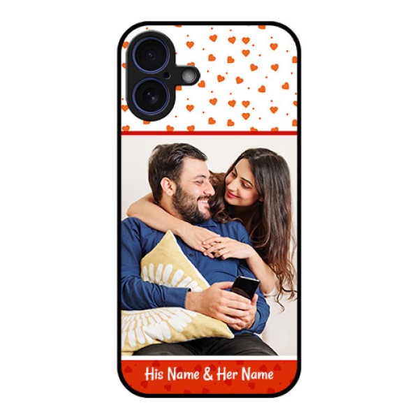 iPhone 16 Plus Custom Glass Phone Case - Orange Love Symbol Design iPhone 16 Plus Custom Glass Phone Case - Orange Love Symbol Design