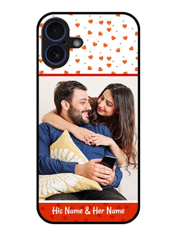 Custom iPhone 16 Plus Custom Glass Phone Case - Orange Love Symbol Design