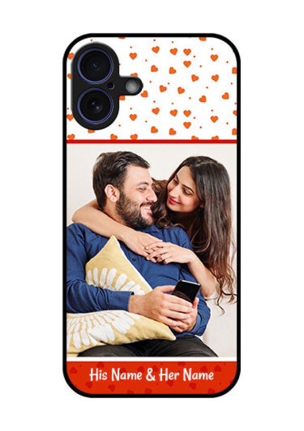 iPhone 16 Plus Custom Glass Phone Case - Orange Love Symbol Design