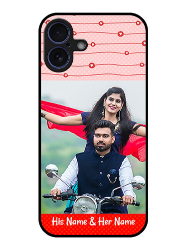 Custom iPhone 16 Plus Custom Glass Phone Case - Red Pattern Case Design
