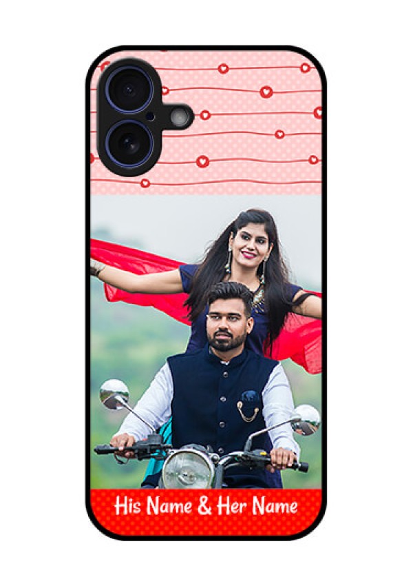iPhone 16 Plus Custom Glass Phone Case - Red Pattern Case Design