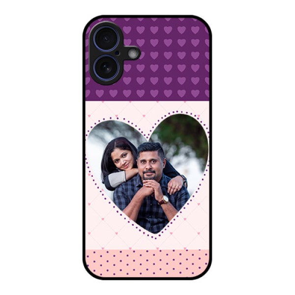 iPhone 16 Plus Custom Glass Phone Case - Violet Love Dots Design