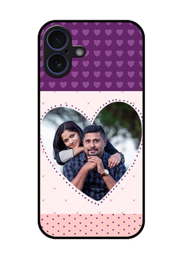 iPhone 16 Plus Custom Glass Phone Case - Violet Love Dots Design