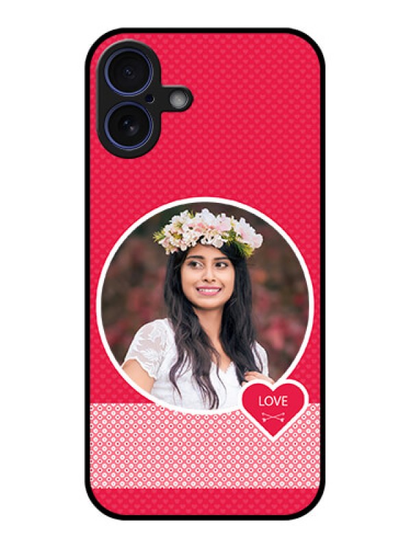 Custom iPhone 16 Plus Custom Glass Phone Case - Pink Color Pattern Design