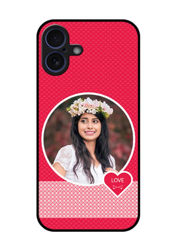 iPhone 16 Plus Custom Glass Phone Case - Pink Color Pattern Design