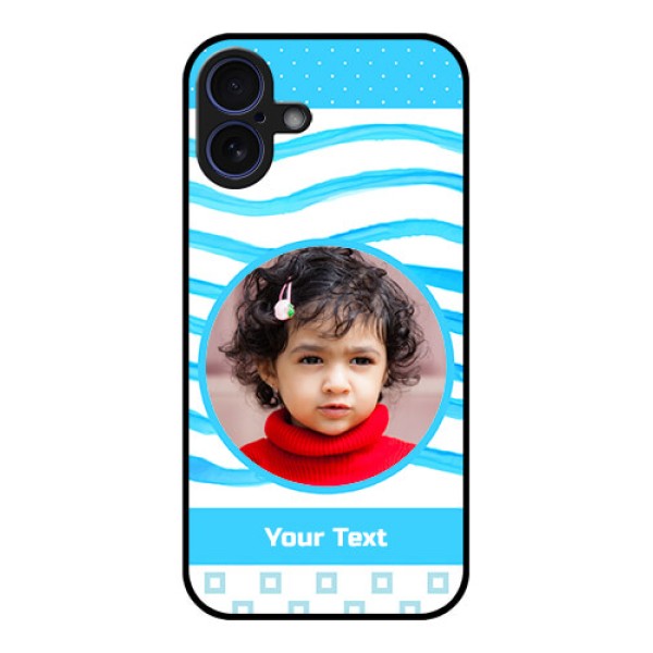 iPhone 16 Plus Custom Glass Phone Case - Simple Blue Case Design iPhone 16 Plus Custom Glass Phone Case - Simple Blue Case Design