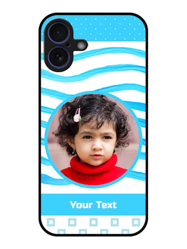 Custom iPhone 16 Plus Custom Glass Phone Case - Simple Blue Case Design